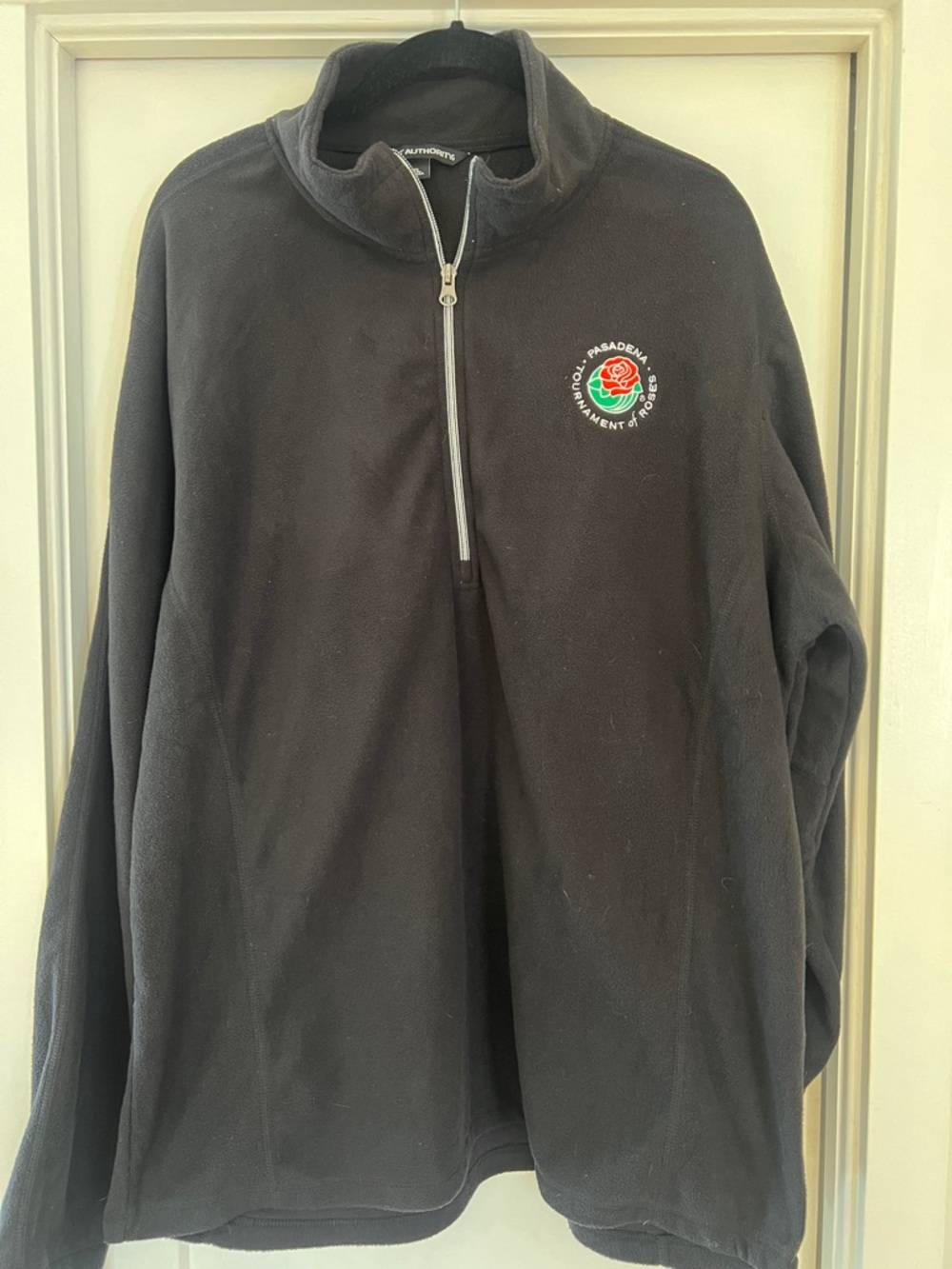 Black Quarter-Zip Fleece Pullover with Pasadena tournament of roses logo